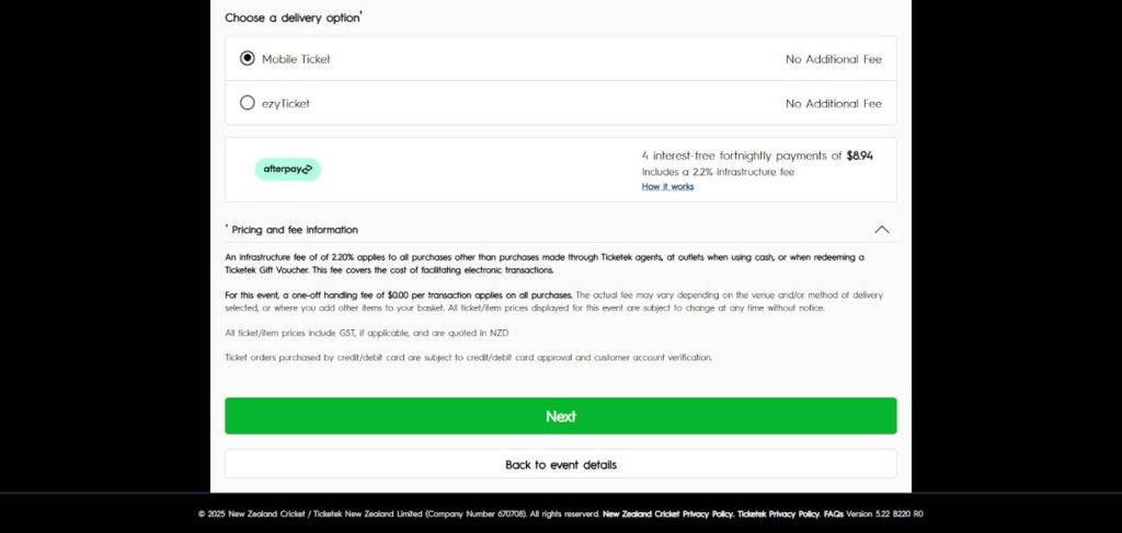 Make Payment For the Match of Australia Tour Of New Zealand 2025