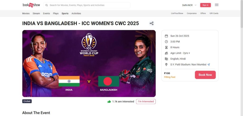Purchase The ICC Women's World Cup 2025 Tickets