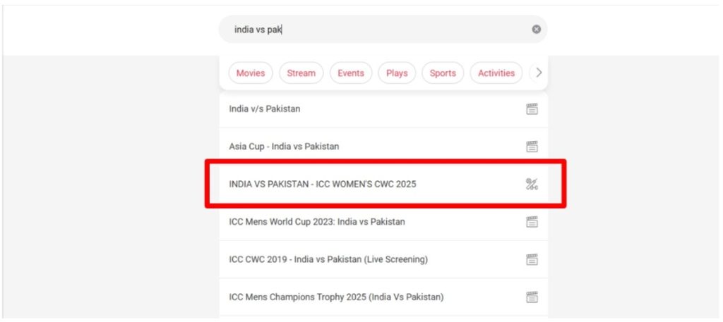 search India vs Pakistan Women's Cricket World Cup