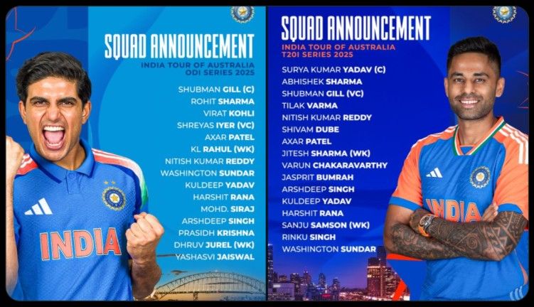 India's Squad for Australia Tour 2025
