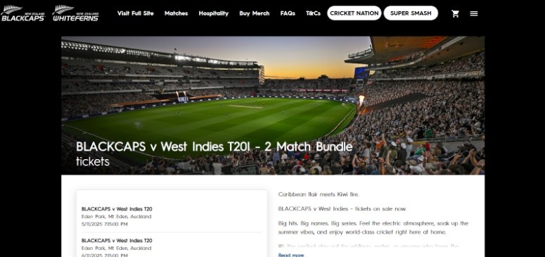 How to Purchase Tickets for the West Indies Tour of New Zealand 2025 Source: NZC Website