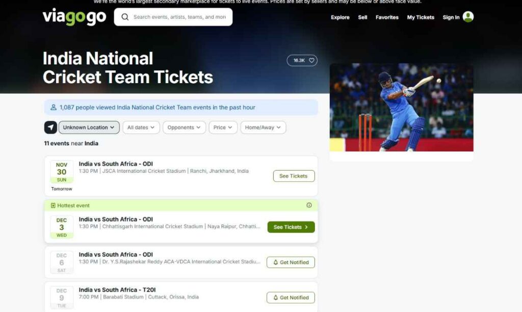 India vs South Africa ODI Tickets on viagogo India vs South Africa ODI Tickets on viagogo