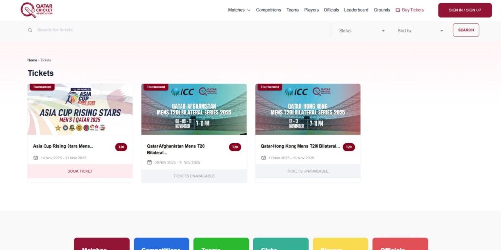 Mens Asia Cup Rising Stars tickets on Qatar cricket site Mens Asia Cup Rising Stars tickets on Qatar cricket site