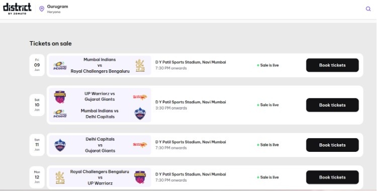 District by Zomato is the official ticketing partner for WPL 2026